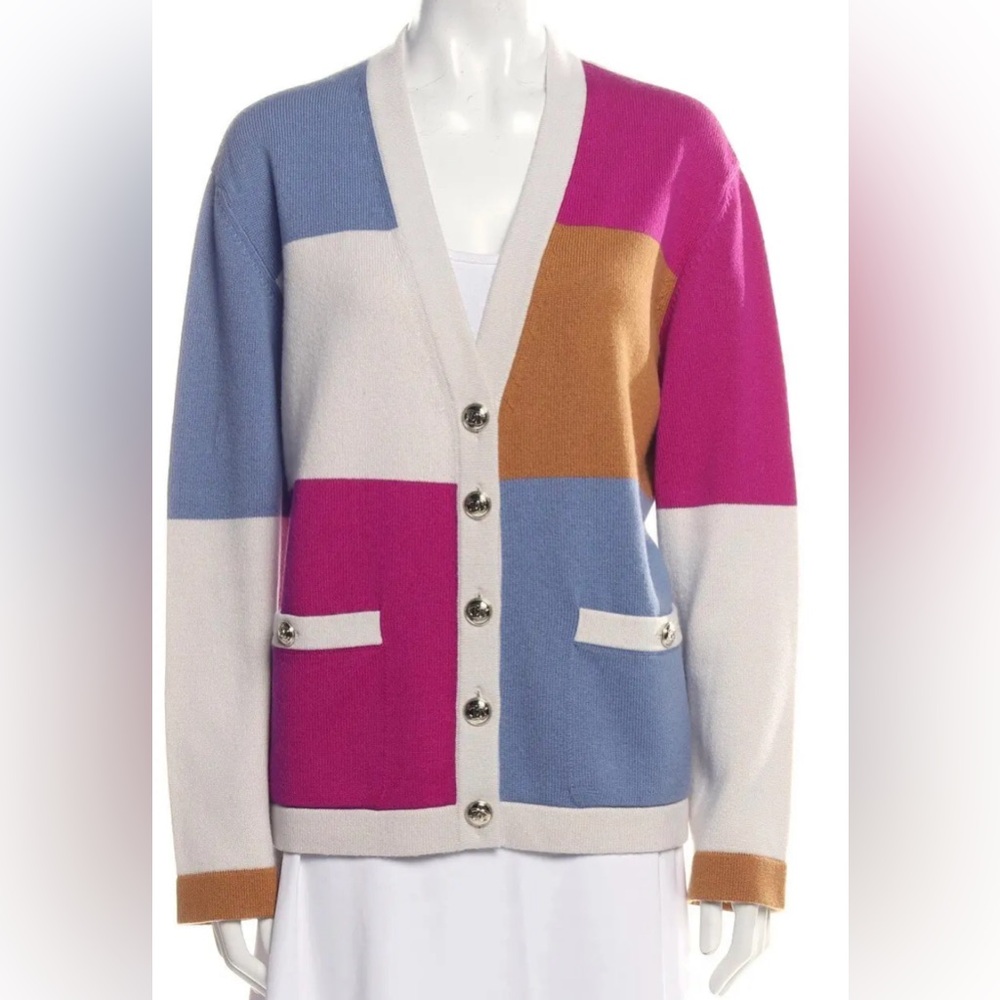 Chanel colorblock cashmere cardigan